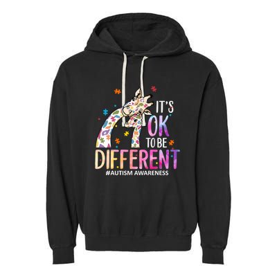 Its Ok To Be Different Autism Awareness Acceptance Be Kind Garment-Dyed Fleece Hoodie