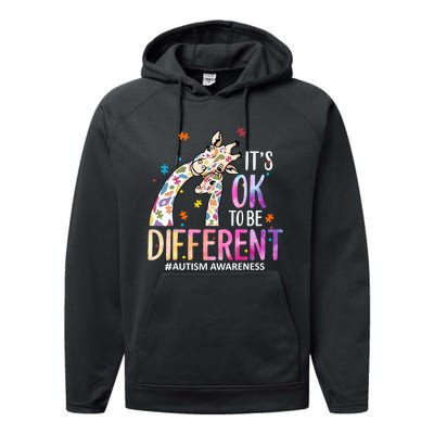 Its Ok To Be Different Autism Awareness Acceptance Be Kind Performance Fleece Hoodie