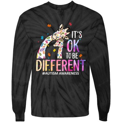 Its Ok To Be Different Autism Awareness Acceptance Be Kind Tie-Dye Long Sleeve Shirt