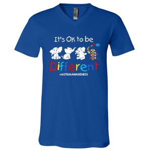 Its Ok To Be Different Autism Awareness Acceptance Wo Kid V-Neck T-Shirt