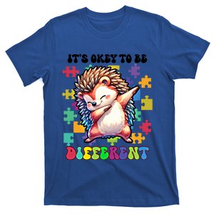 ItS Okey To Be Different Autism Awareness Dabbing Hedgehog Cute Gift T-Shirt