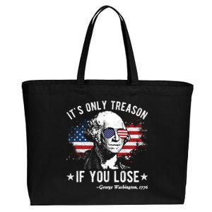 It's Only Treason If You Lose Funny George Washington 4th Of July Cotton Canvas Jumbo Tote