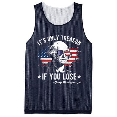 It's Only Treason If You Lose Funny George Washington 4th Of July Mesh Reversible Basketball Jersey Tank