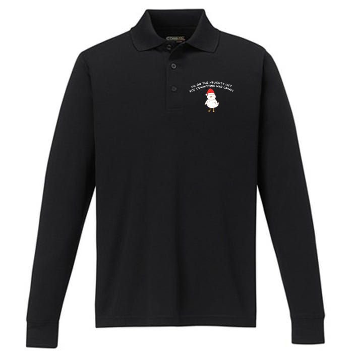 IM On The Naughty List For Committing War Crimes Performance Long Sleeve Polo