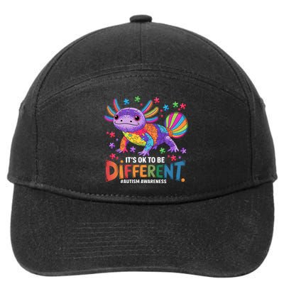 It's OK To Be Different Autism Awareness Axolotl Lovers 7-Panel Snapback Hat