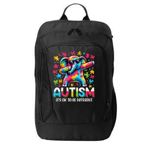 It’S Ok To Be Different Autism Awareness Dabbing Elephant Gift City Backpack