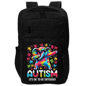 It’S Ok To Be Different Autism Awareness Dabbing Elephant Gift Impact Tech Backpack