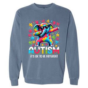 It’S Ok To Be Different Autism Awareness Dabbing Elephant Gift Garment-Dyed Sweatshirt