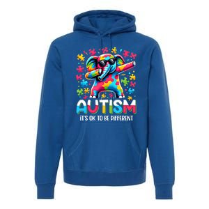 It’S Ok To Be Different Autism Awareness Dabbing Elephant Gift Premium Hoodie