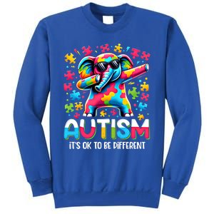 It’S Ok To Be Different Autism Awareness Dabbing Elephant Gift Tall Sweatshirt