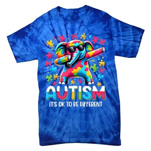 It’S Ok To Be Different Autism Awareness Dabbing Elephant Gift Tie-Dye T-Shirt