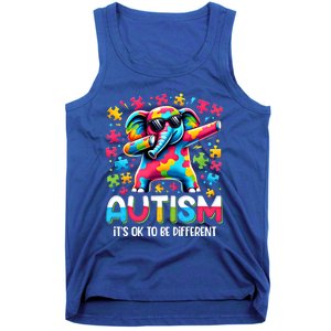 It’S Ok To Be Different Autism Awareness Dabbing Elephant Gift Tank Top