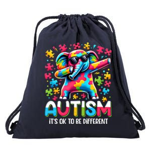 It’S Ok To Be Different Autism Awareness Dabbing Elephant Gift Drawstring Bag