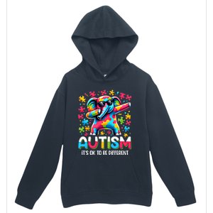 It’S Ok To Be Different Autism Awareness Dabbing Elephant Gift Urban Pullover Hoodie