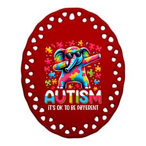 It’S Ok To Be Different Autism Awareness Dabbing Elephant Gift Ceramic Oval Ornament