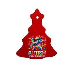 It’S Ok To Be Different Autism Awareness Dabbing Elephant Gift Ceramic Tree Ornament