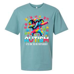 It’S Ok To Be Different Autism Awareness Dabbing Elephant Gift Sueded Cloud Jersey T-Shirt