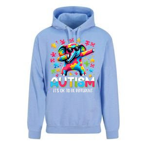 It’S Ok To Be Different Autism Awareness Dabbing Elephant Gift Unisex Surf Hoodie