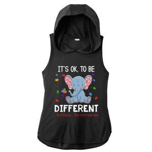 It's Ok To Be Different Elephant Autism Awareness Ladies PosiCharge Tri-Blend Wicking Draft Hoodie Tank