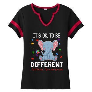 It's Ok To Be Different Elephant Autism Awareness Ladies Halftime Notch Neck Tee