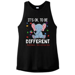 It's Ok To Be Different Elephant Autism Awareness Ladies PosiCharge Tri-Blend Wicking Tank