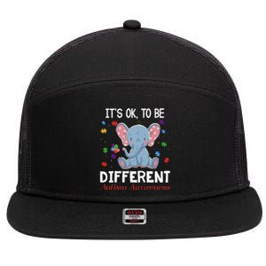 It's Ok To Be Different Elephant Autism Awareness 7 Panel Mesh Trucker Snapback Hat