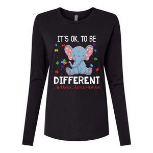 It's Ok To Be Different Elephant Autism Awareness Womens Cotton Relaxed Long Sleeve T-Shirt