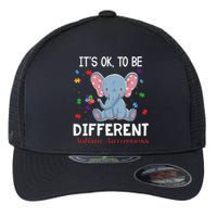 It's Ok To Be Different Elephant Autism Awareness Flexfit Unipanel Trucker Cap