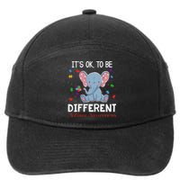 It's Ok To Be Different Elephant Autism Awareness 7-Panel Snapback Hat