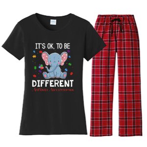 It's Ok To Be Different Elephant Autism Awareness Women's Flannel Pajama Set