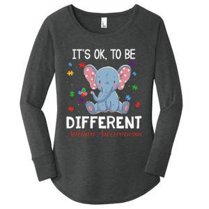 It's Ok To Be Different Elephant Autism Awareness Women's Perfect Tri Tunic Long Sleeve Shirt