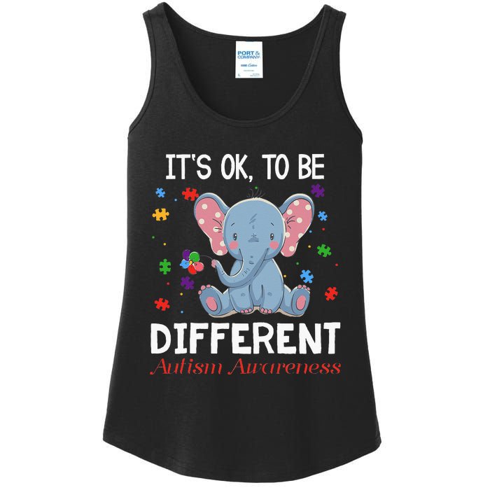 It's Ok To Be Different Elephant Autism Awareness Ladies Essential Tank