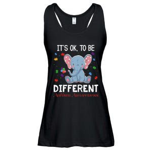 It's Ok To Be Different Elephant Autism Awareness Ladies Essential Flowy Tank