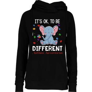 It's Ok To Be Different Elephant Autism Awareness Womens Funnel Neck Pullover Hood