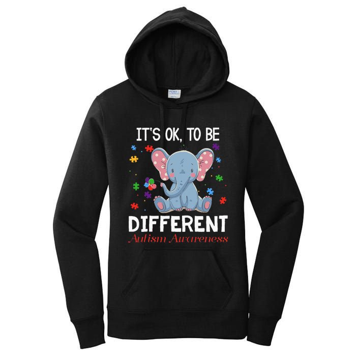 It's Ok To Be Different Elephant Autism Awareness Women's Pullover Hoodie