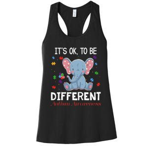 It's Ok To Be Different Elephant Autism Awareness Women's Racerback Tank