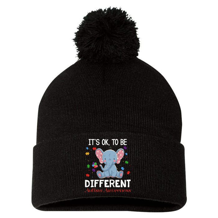 It's Ok To Be Different Elephant Autism Awareness Pom Pom 12in Knit Beanie