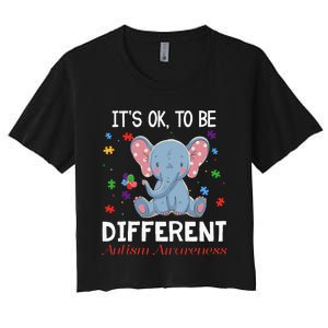 It's Ok To Be Different Elephant Autism Awareness Women's Crop Top Tee