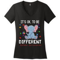 It's Ok To Be Different Elephant Autism Awareness Women's V-Neck T-Shirt