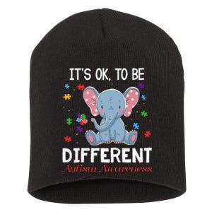 It's Ok To Be Different Elephant Autism Awareness Short Acrylic Beanie