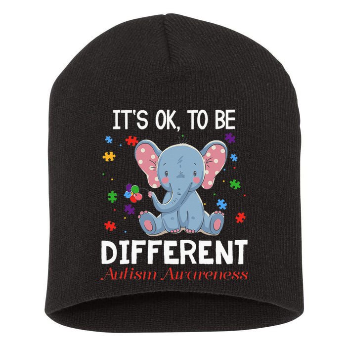 It's Ok To Be Different Elephant Autism Awareness Short Acrylic Beanie