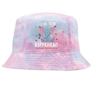 It's Ok To Be Different Elephant Autism Awareness Tie-Dyed Bucket Hat