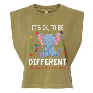 It's Ok To Be Different Elephant Autism Awareness Garment-Dyed Women's Muscle Tee