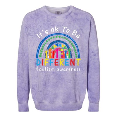 It's Ok To Be Different Autism Awareness Rainbow Colorblast Crewneck Sweatshirt