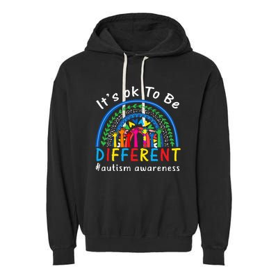 It's Ok To Be Different Autism Awareness Rainbow Garment-Dyed Fleece Hoodie