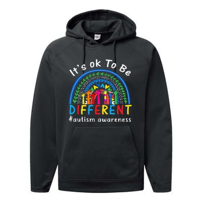 It's Ok To Be Different Autism Awareness Rainbow Performance Fleece Hoodie