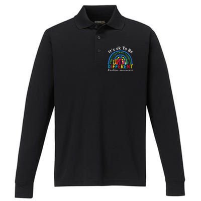 It's Ok To Be Different Autism Awareness Rainbow Performance Long Sleeve Polo