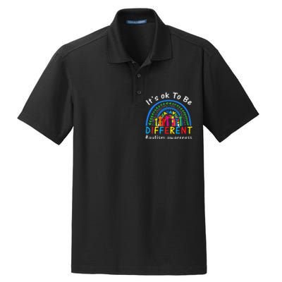 It's Ok To Be Different Autism Awareness Rainbow Dry Zone Grid Polo