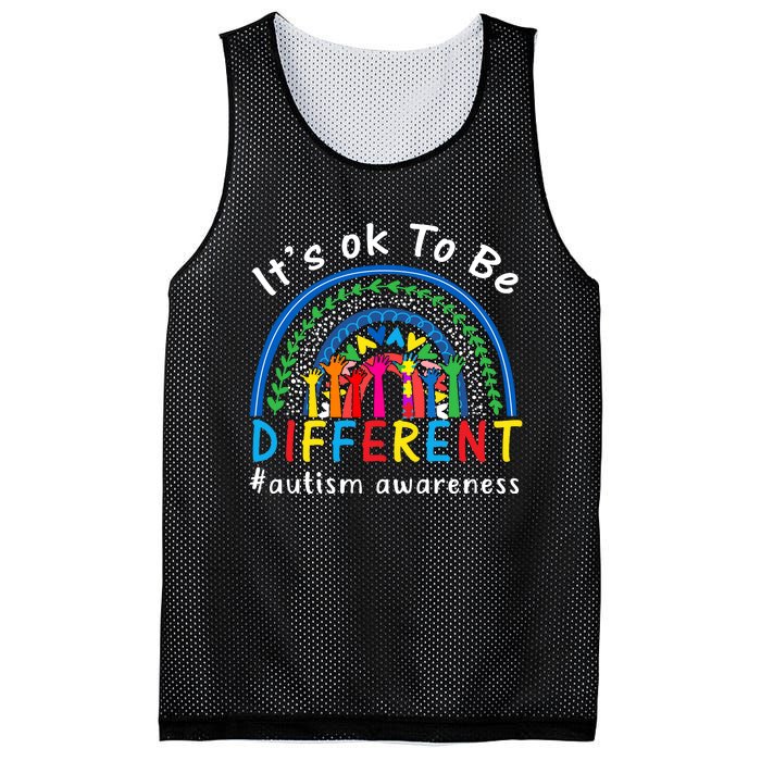 It's Ok To Be Different Autism Awareness Rainbow Mesh Reversible Basketball Jersey Tank