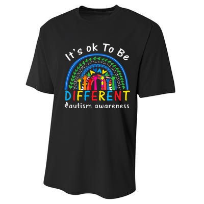 It's Ok To Be Different Autism Awareness Rainbow Performance Sprint T-Shirt